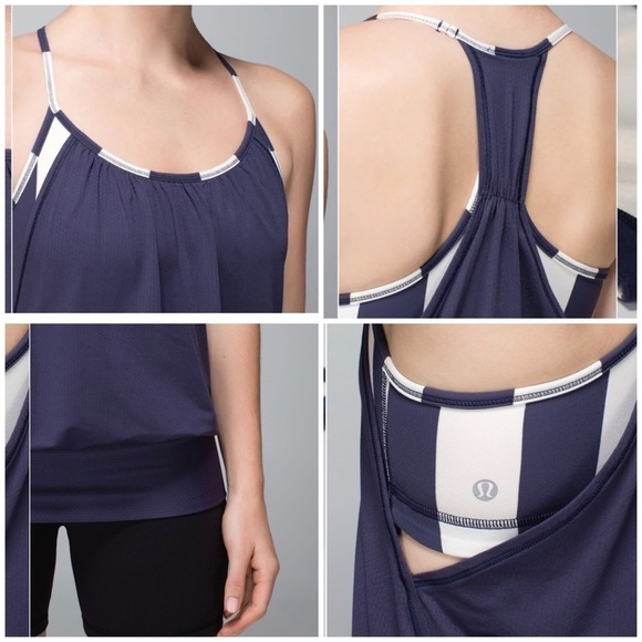 Lululemon Tank Top women’s Size 6 No Limits Tank Top Cadet Blue/Steep Stripe - Picture 9 of 10